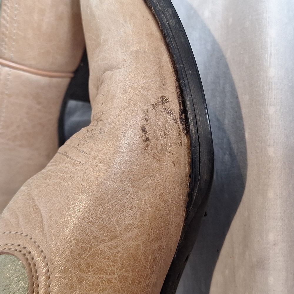 Women's Two-Tone Western Cowboy Boots - Sage Green & Tan - Picture 10 of 13